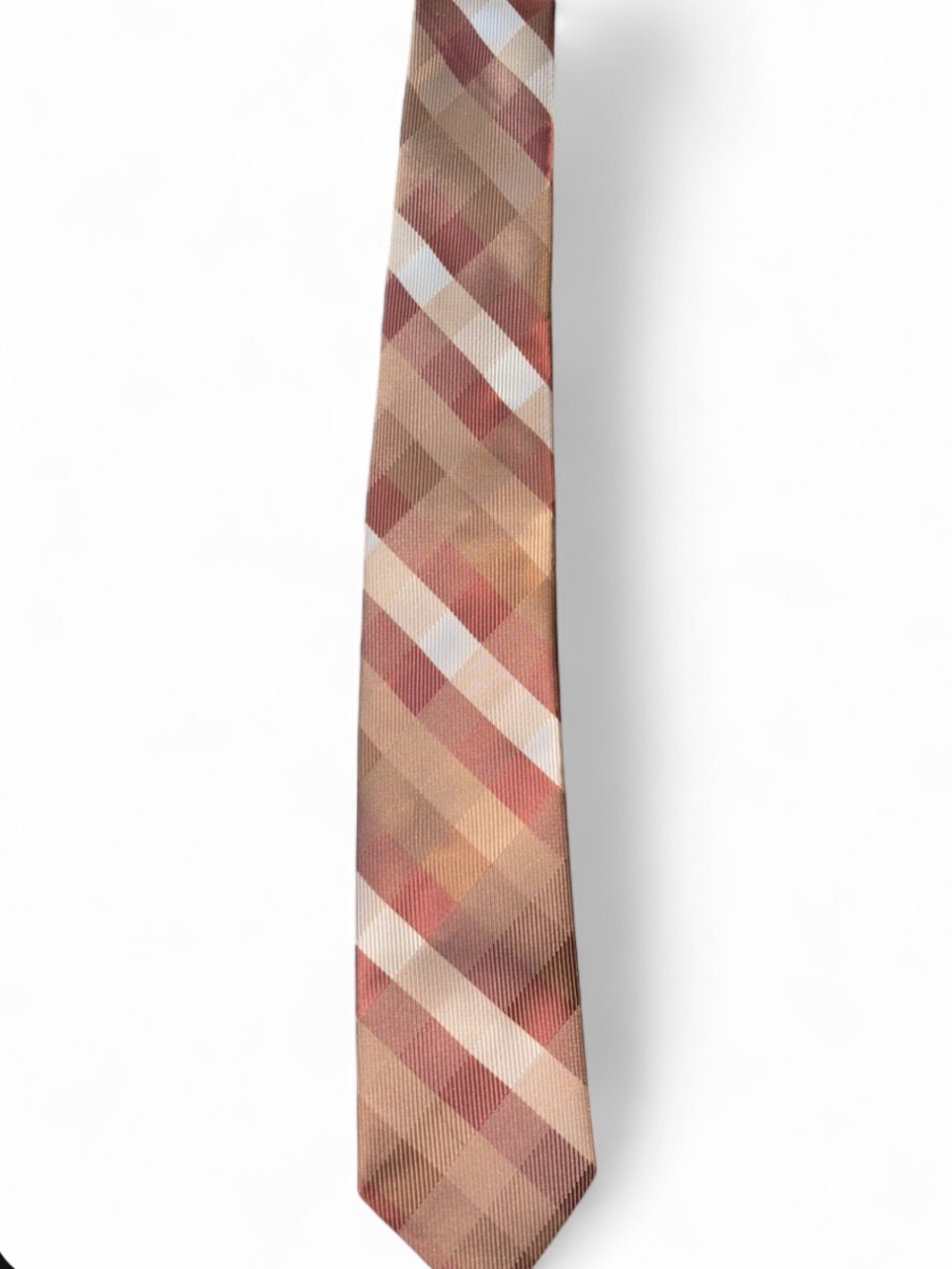 Pierre Cardin Plaid Tie in Brown, Tan and White